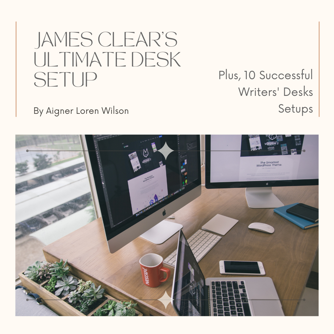 A writer's desk setup organized for manuscript progress