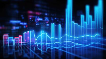 stock market data analytics terminal dashboard screen blue light