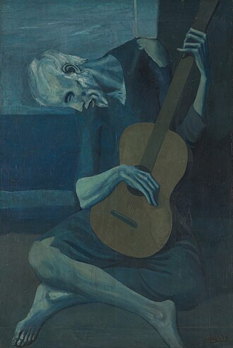 The Old Guitarist by Pablo Picasso, a key work of the Blue Period